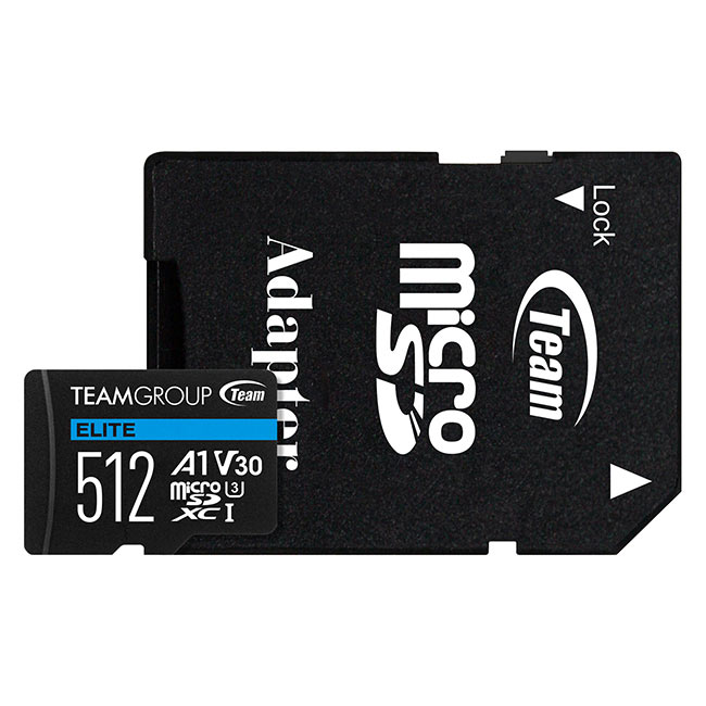 ELITE Micro SDXC UHS-I U3 V30 A1 Memory Card 512GB with 1 Adapter